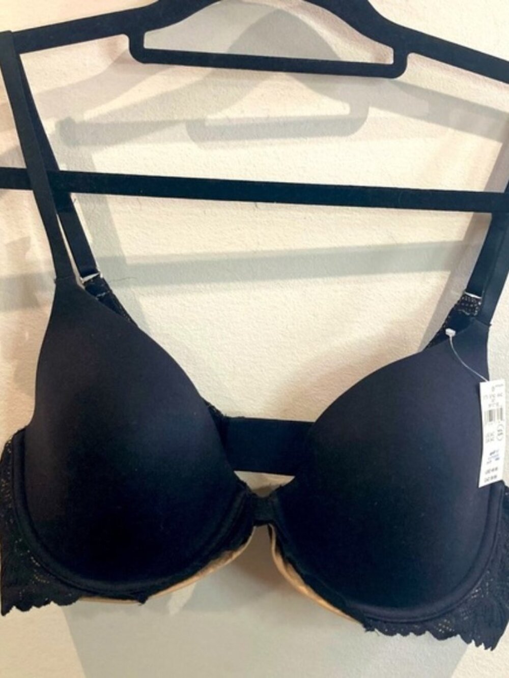 AERIE Sz 34C Padded Under Trimming Lace Sides Adjustable Straps Back Bra NEW
